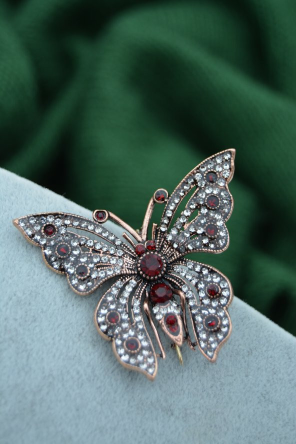STONEAGE Kelebek Broş Yaka İğnesi Yakut Taşlı - 2