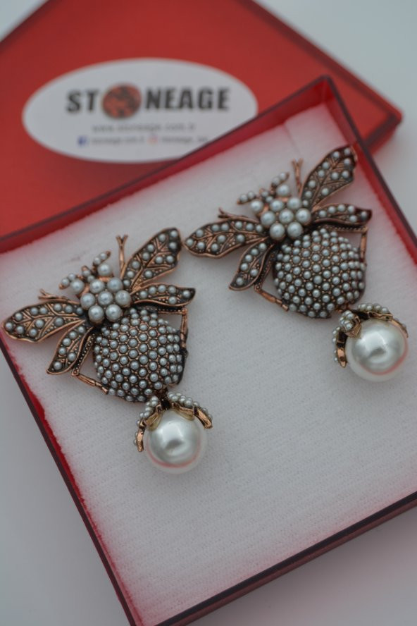 ZİRKON VE İNCİLİ ARI KÜPE ürün görseli