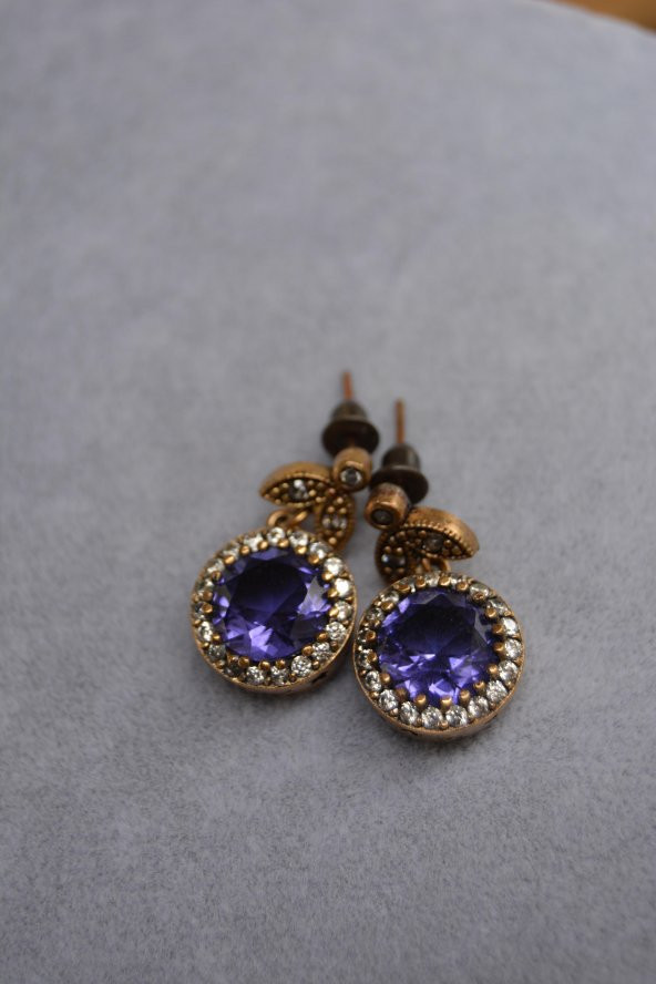 STONEAGE Safir ve Zirkon Taşlı Otantik Küpe - Resim 2