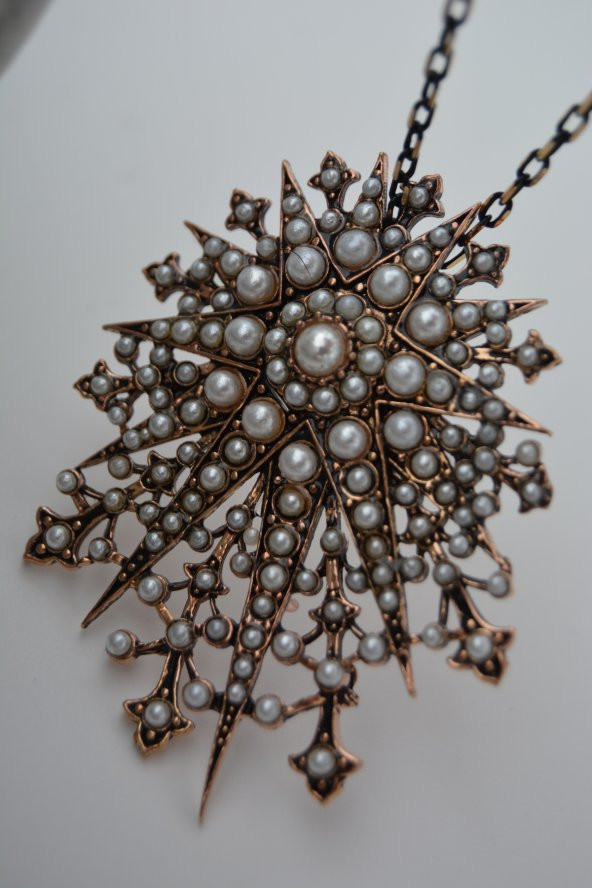 STONEAGE İncili Tasarım Hem Broş Hem Kolye - 6