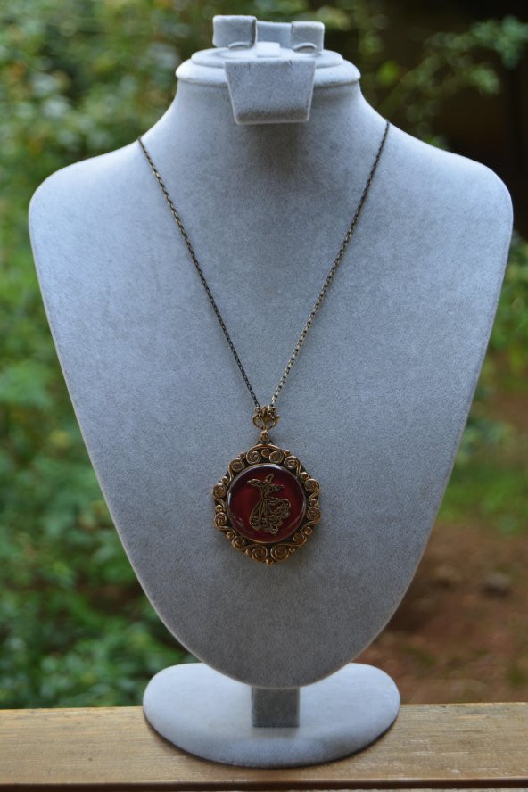 STONEAGE Semazen Bordo Bayan Kolye Zincir Hediyeli - Resim 4