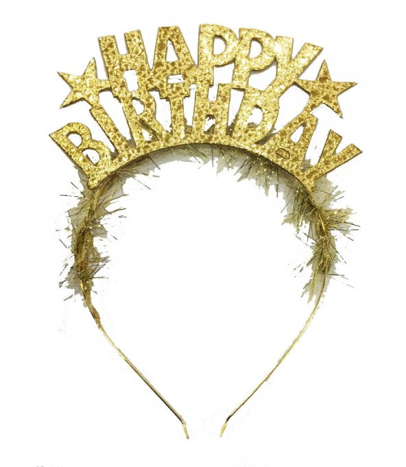 Parti Altın Renk Happy Birthday Yazılı Eva Doğum Günü Parti Tacı