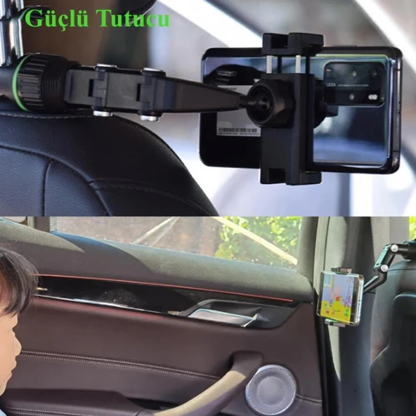 Cosmostech Araç Dikiz Aynası Telefon Tutucu Standı 360° Derece Ayarlanabilir, Masaüstü, Koltuk Arkası Telefon Tutacağı Car Holder - 7