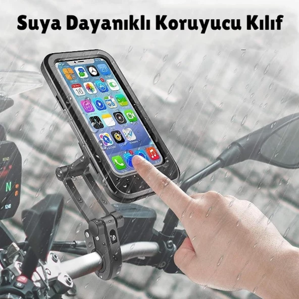 Cosmostech Motosiklet Bisiklet Su Geçirmez 360° Ayarlanabilir Telefon Tutucu Navigasyon Stand - 8