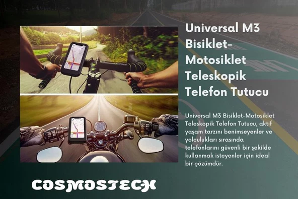 Cosmostech Motosiklet Bisiklet Su Geçirmez 360° Ayarlanabilir Telefon Tutucu Navigasyon Stand - 4