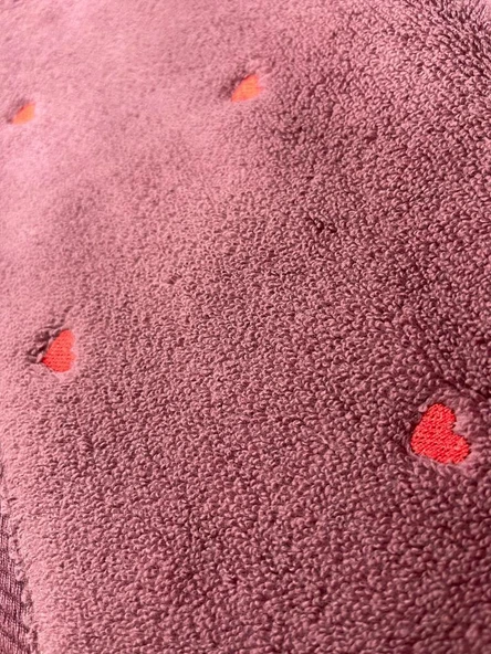 Hobby Lubow Love Fuşya Kırmızı Nakışlı 50x90 6'lı Havlu Seti - 3