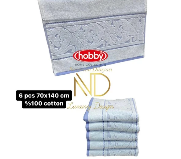 Hobby Sultan Mavi 70x140 6'lı Havlu Seti