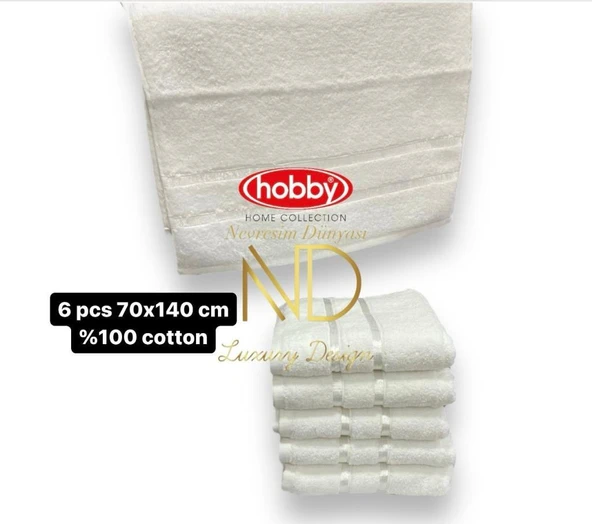 Hobby Dolce Beyaz 70x140 6'lı Havlu Seti