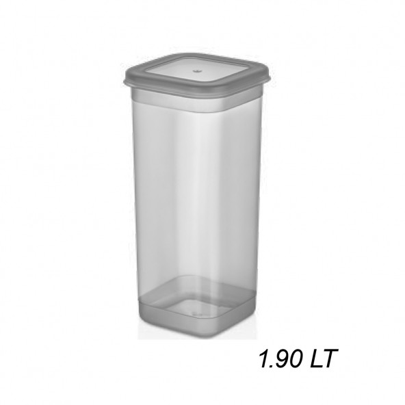 Porsima 432-Gr 12 li Etiketli Kare Un Erzak Bakliyat Saklama Kabı Takımı 1.90 lt - Gri - 3