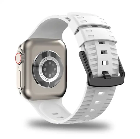 Apple Watch Seri 8 7 6 5 4 3 2 Se Ultra 42MM / 44MM / 45MM / 49MM Uyumlu Spor Silikon Kordon - 9