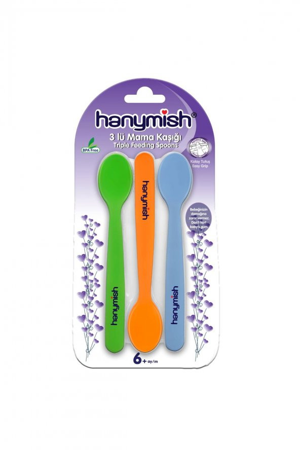 Hanymish 510 Mama Kaşığı 3 Lü Yeşil/Turuncu/Mavi