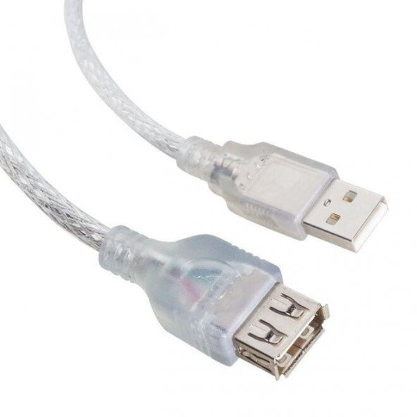 USB 2.0 Uzatma Kablosu 5 Metre - Şeffaf