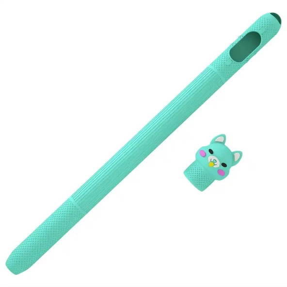 Apple Pencil 2. Nesil Uyumlu Koruyucu Silikon Kılıf Kaydırmaz Sevimli Kedi Figürlü - 2