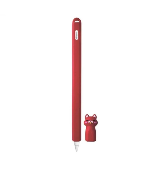 Apple Pencil 2. Nesil Uyumlu Koruyucu Silikon Kılıf Kaydırmaz Sevimli Kedi Figürlü - 10