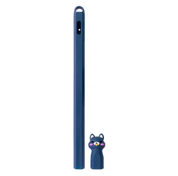Apple Pencil 2. Nesil Uyumlu Koruyucu Silikon Kılıf Kaydırmaz Sevimli Kedi Figürlü - 4