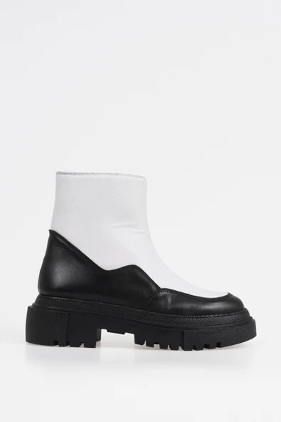 Hakiki Deri Kadın Bağcıksız Fermuarlı Kar Botu - Resim 8