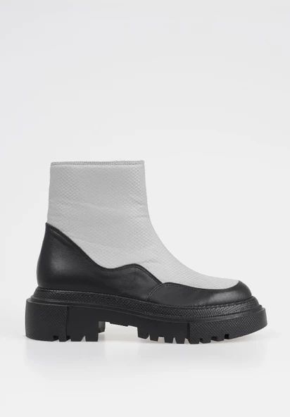 Hakiki Deri Kadın Bağcıksız Fermuarlı Kar Botu - Resim 6