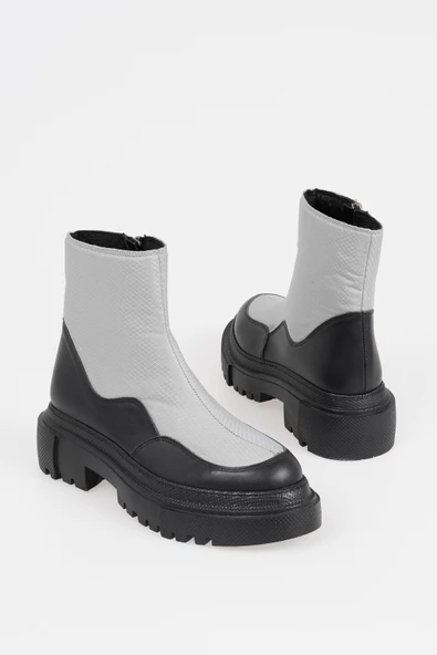 Hakiki Deri Kadın Bağcıksız Fermuarlı Kar Botu ürün görseli 1