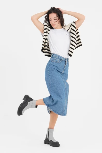 Hakiki Deri Kadın Bağcıksız Fermuarlı Kar Botu - Resim 5