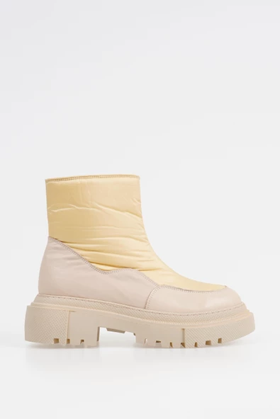 Hakiki Deri Kadın Bağcıksız Fermuarlı Kar Botu - Resim 12