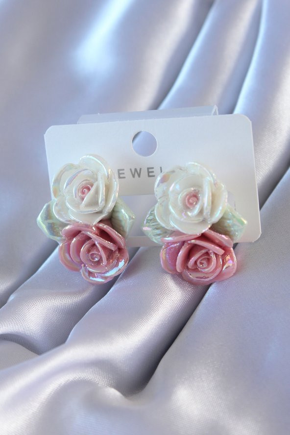 Karışık Renk Çiçek Model Kadın Küpe ürün görseli