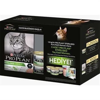 Proplan Somonlu Kısırlaştırılmış Kedi Maması 1,5 Kg + 3 Adet Yaş Mama + Ölçü Kabı