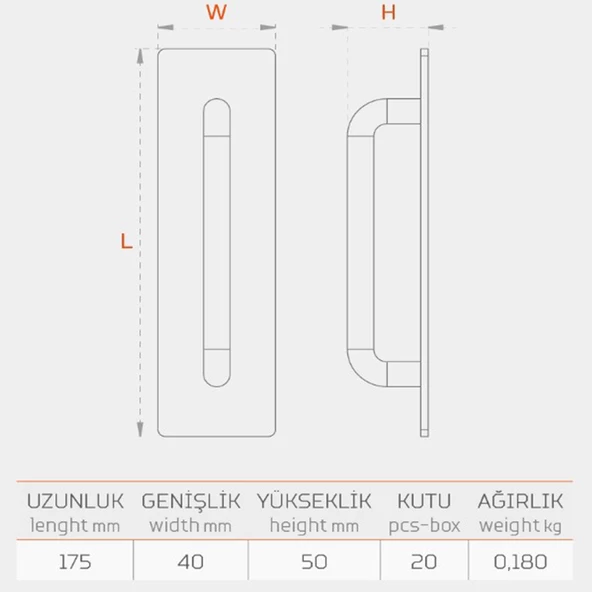 Elif Sürgülü Kapı Çekme Kolu Tutma Kulpu Kulbu Çelik Dış Kapı Tutamağı Kol Krom 17,5 Cm - Resim 6