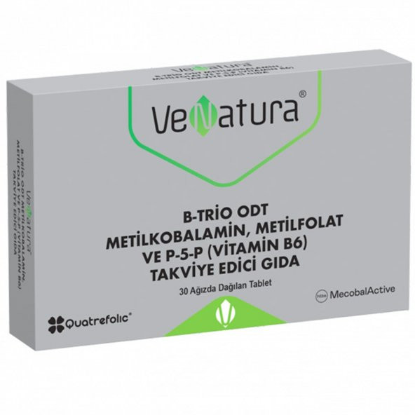 Venatura B-trio Odt Metilkobalamin, Metilfolat ve P-5-p (Vitamin B6) 30 Tablet