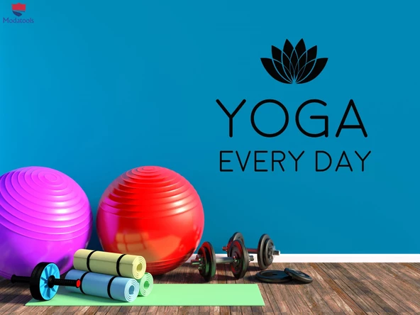 Oturma Odası, Yatak Odası Duvar Sticker Meditasyon Odası Cümle Yoga Her Gün Lotus Çiçeği Çıkartmaları ürün görseli