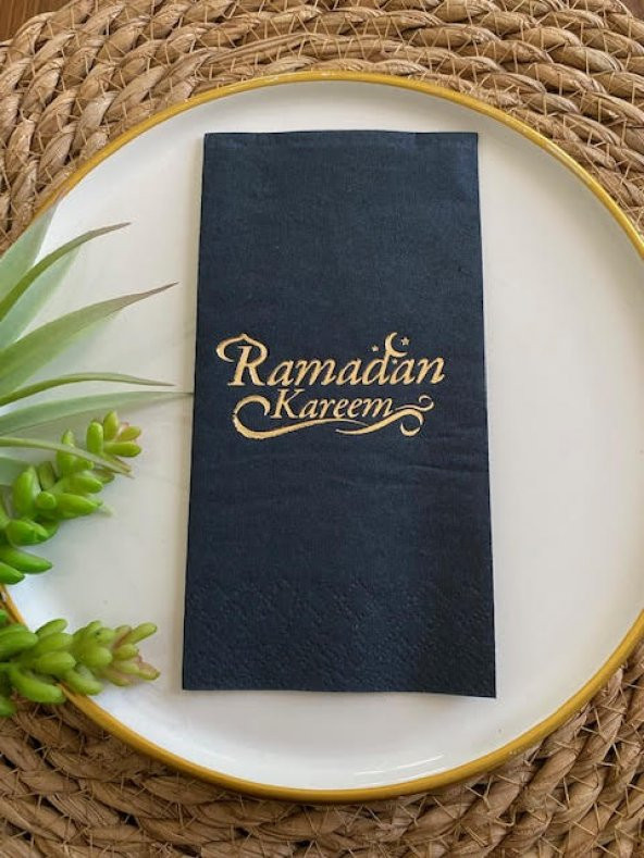 Gold Yaldızlı Siyah Ramadan Karem Peçete 16 Adet Yeni Model ürün görseli 1