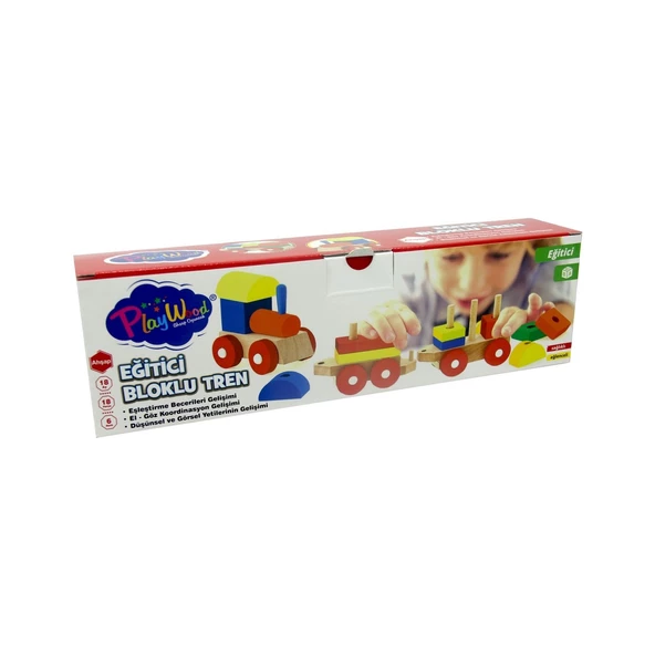 PlayWood Eğitici Ahşap Bloklu Bultak Tren 351 - 3