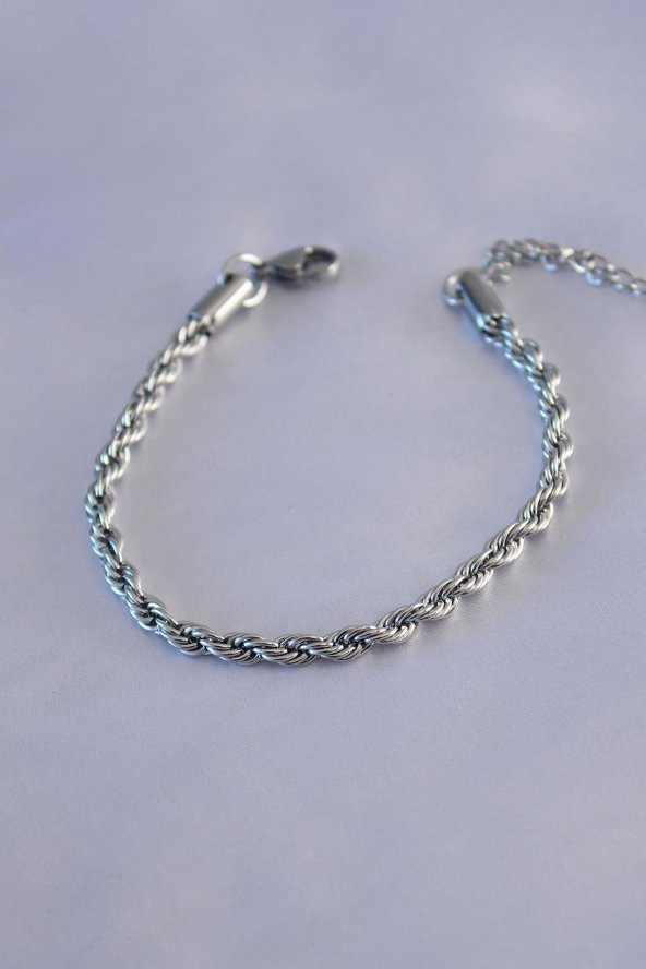 316L Çelik Gümüş Renk Burgu Model Kadın Bileklik ürün görseli