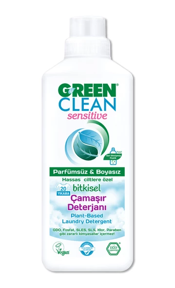 Green Clean Sensitive Parfümsüz Bitkisel Çamaşır Deterjanı 1000 ml