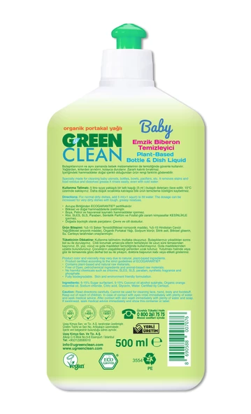 Green Clean Baby Bitkisel Emzik Biberon Temizleyici 500 ml - 2