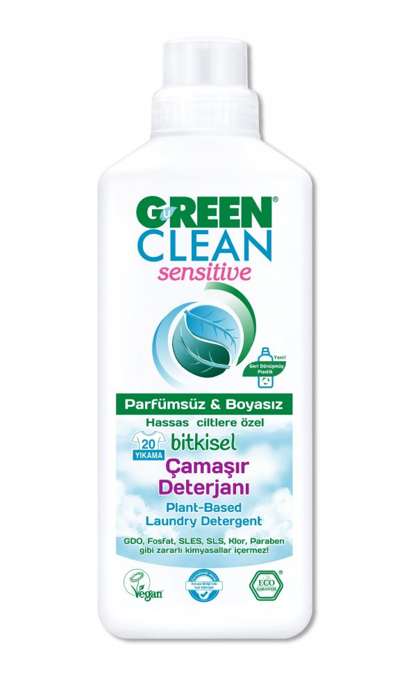 Green Clean Sensitive Parfümsüz Bitkisel Çamaşır Deterjanı 1000ml
