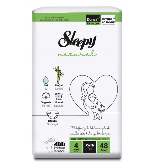 Sleepy Natural Bebek Bezi Yeni 2Li Jumbo 4 Beden 7-14 Kg 52 Adet