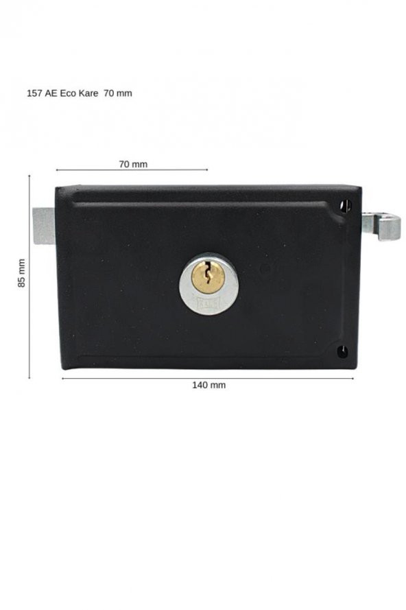 Kale 157AE Silindirli Tirajlı Demir Kapı Kilidi Köşeli Siyah Eco 14mm 52mm - 2