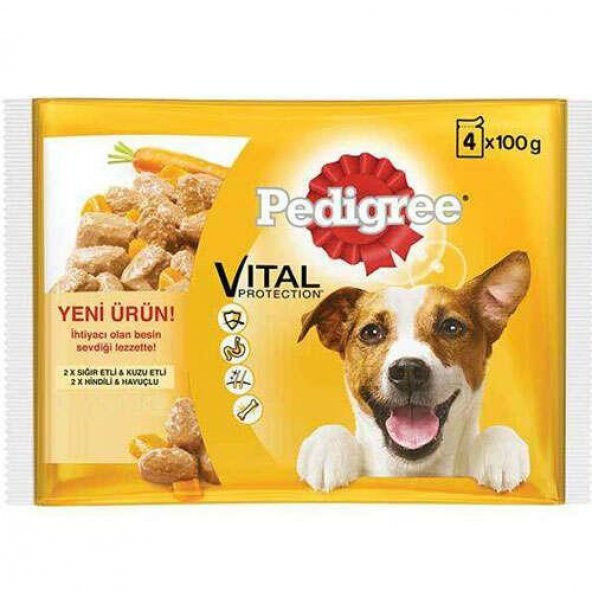 Pedigree Pouch Köpek Konservesi Havuç ile Gravy Soslu Sığır&ampKuzu ve Hindili 4 x 100 Gr