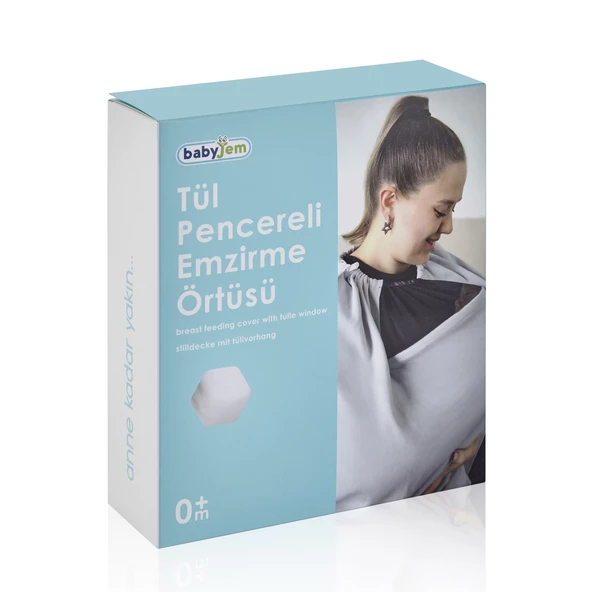 BabyJem Tül Pencereli Emzirme Önlüğü 735 Gri - 5