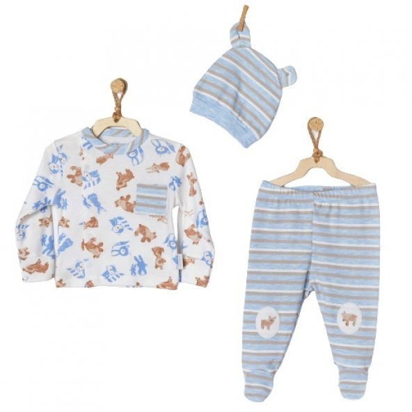 Andywawa AC22321RP Tiny Bear  Friends 3Lü Bebe Takım Blue