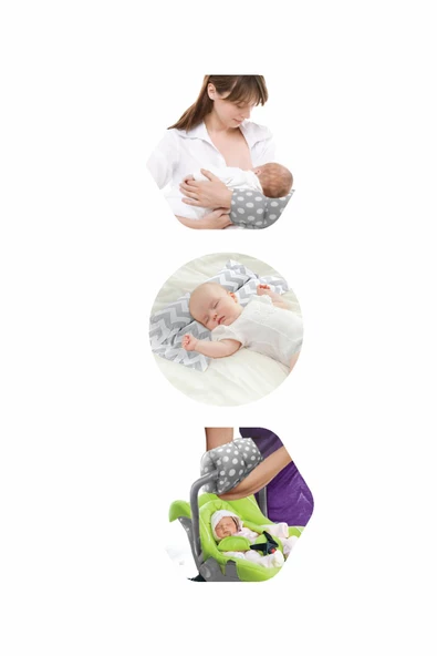 BabyJem Çok Amaçlı Emzirme Yastığı 523 Gri Zigzag - Resim 2