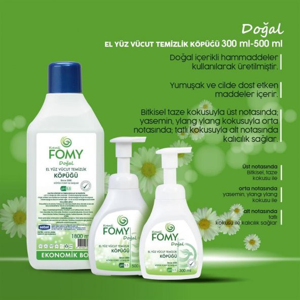 FOMY Doğal Köpük Sabun El Yüz Vücut Seti 1800+300 ml - 3