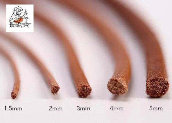 Deri İp Sırım Yuvarlak 2 mm Naturel 1mt (Leathercraft, Deri Hobi) - 2