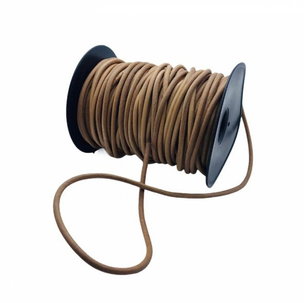 Deri Sırım İp Yuvarlak 4 mm Naturel 1mt (Leathercraft, Deri Hobi) - 2