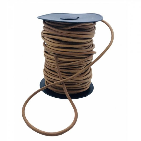 Deri Sırım İp Yuvarlak 4 mm Naturel 1mt (Leathercraft, Deri Hobi) - 3