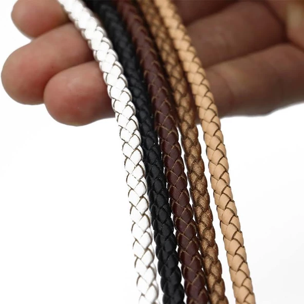 Bileklik ve Anahtarlık için Yuvarlak Örgü Suni Deri Kordon 5mm 1 metre - 3