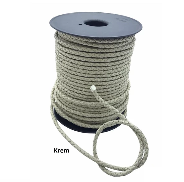 Bileklik ve Anahtarlık için Yuvarlak Örgü Suni Deri Kordon 5mm 1 metre - 9