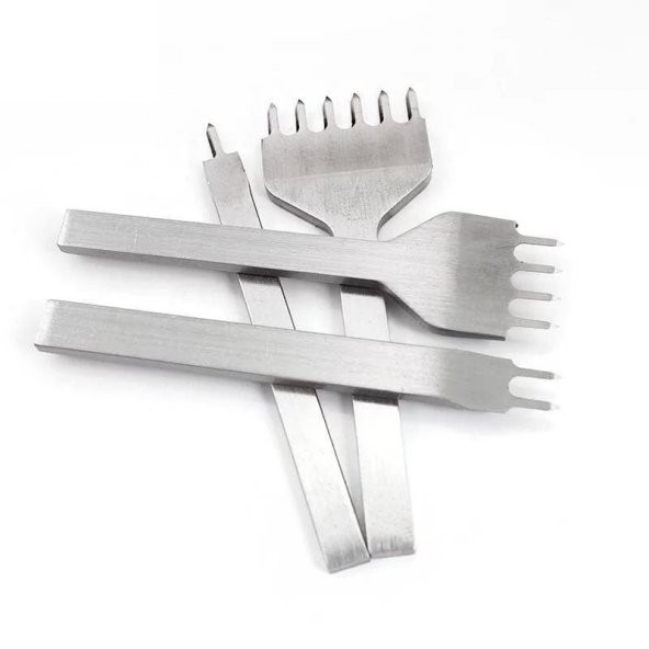 Çapraz Delgi / Çatal Zımba Seti 5mm 4 Adet Deri El Aleti