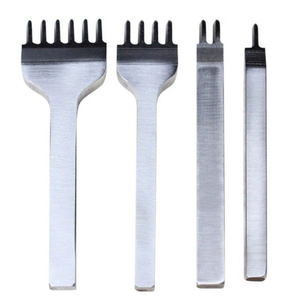 Çapraz Delgi / Çatal Zımba Seti 3mm 4 Adet Deri El Aleti - 4