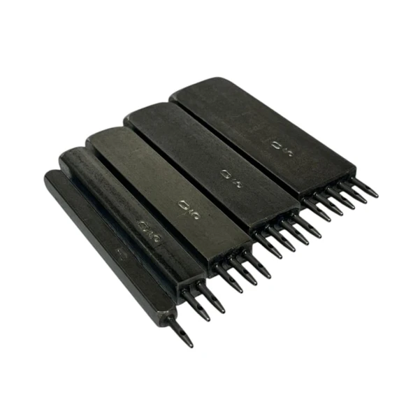 Elde Vurma Deri Dikiş Yeri Zımbası Çok Delikli 5 mm Aralık Deri El Aleti - 2